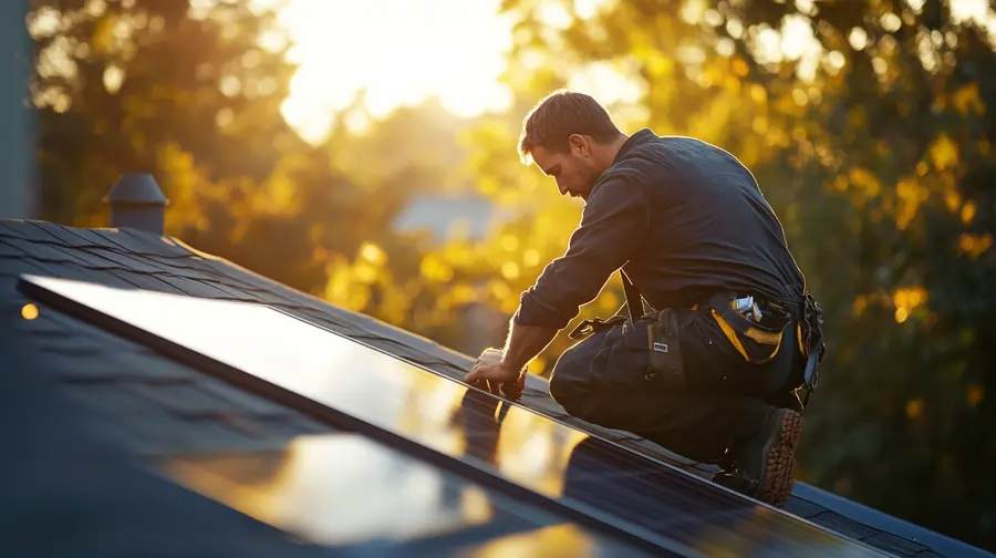 A professional Triumph Roofing team working safely and efficiently on a steep-pitched roof in Charlotte, highlighting their expertise and attention to detail.