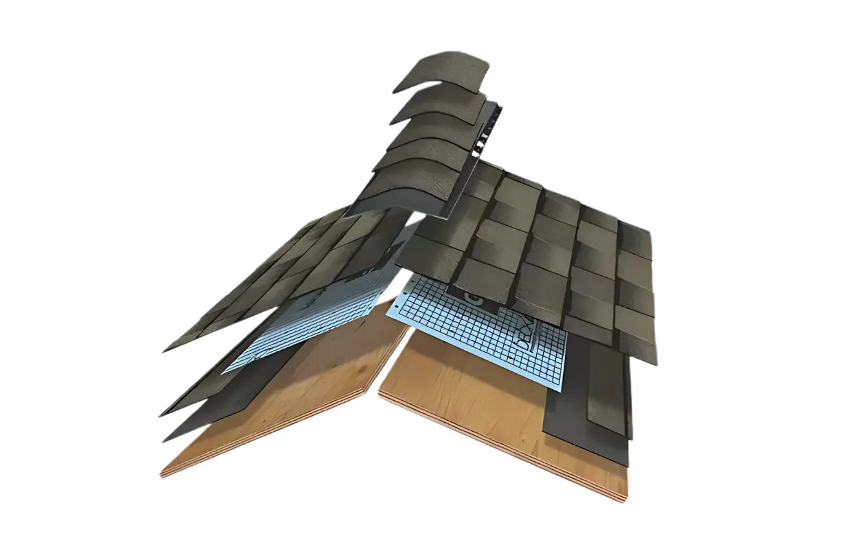 Triumph Roofing team repairing damaged shingles on a home roof in Yorkshire, Charlotte NC neighborhood