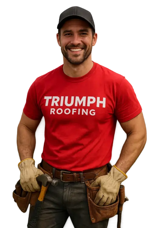 Homeowner calling Triumph Roofing for a free roof replacement estimate in Yorkshire, Charlotte NC