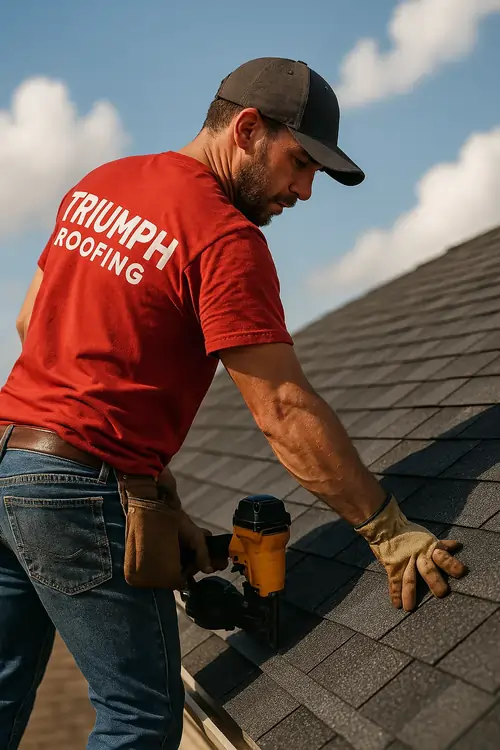 Homeowner calling Triumph Roofing for a free roof replacement estimate in Southpark, Charlotte NC