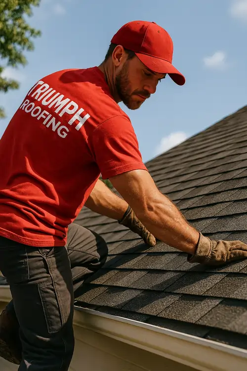 Homeowner calling Triumph Roofing for a free roofing estimate in Yorkmount, Charlotte NC