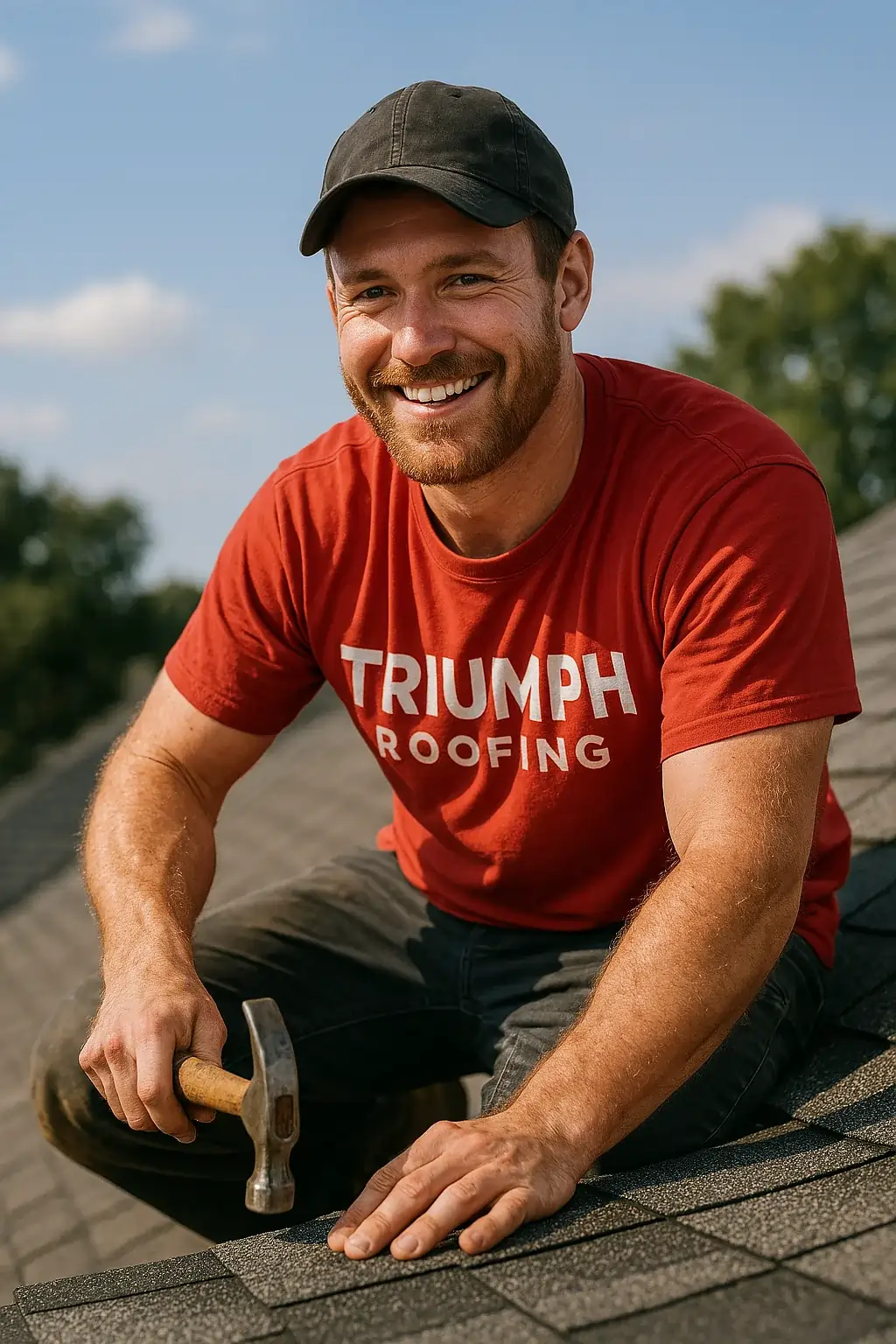 Local homeowner in Tega Cay calling Triumph Roofing for a free roof estimate